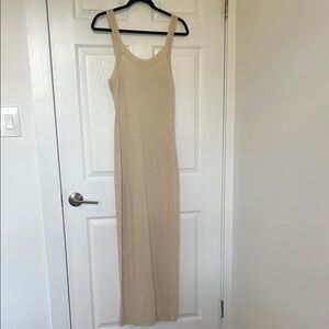 Free People Tan Sheath Maxi Dress Sleeveless Scoop Neck